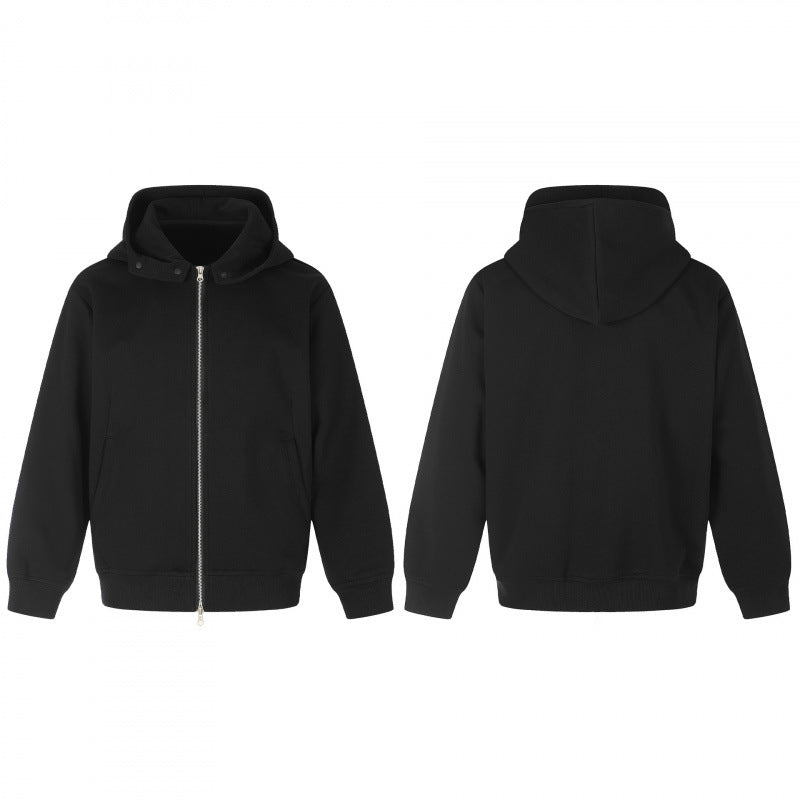 Unisex Boxy Hoodie Jacket in Minimal Style with Two-Way Metal Zipper and Concealed Side Seam Pockets Fashion Glam