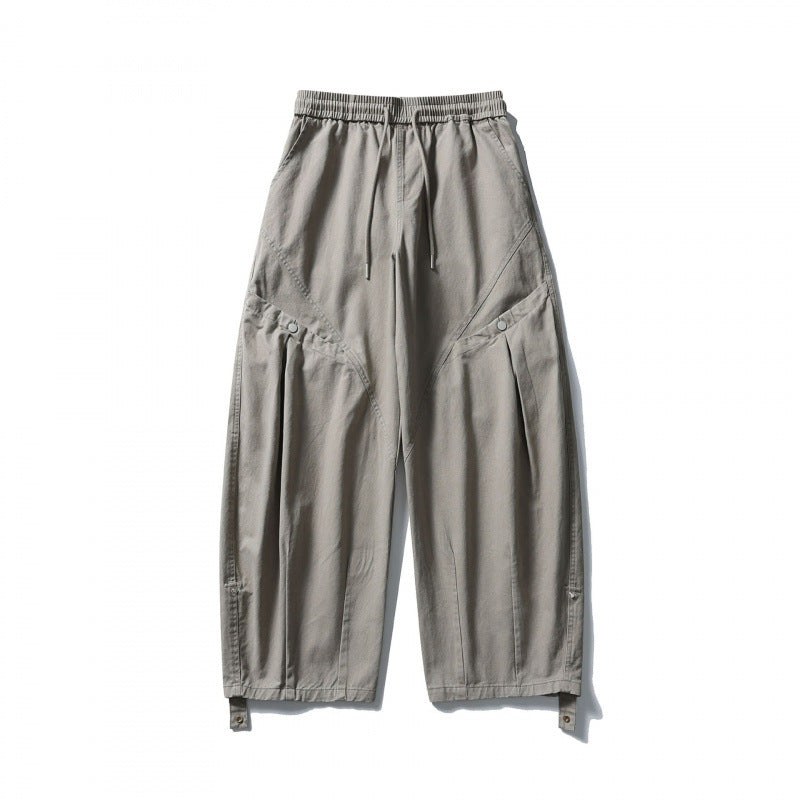 Unisex Wide Cropped Cargo Pants with Drawstring Waistband, Multifunctional Flap Pockets, and Adjustable Leg Straps Fashion Glam