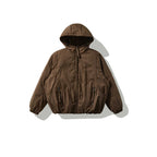 Unisex Oversize Quilted Bomber Jacket with High Hood, Shaped Flap Pockets and Elastic Hem Fashion Glam