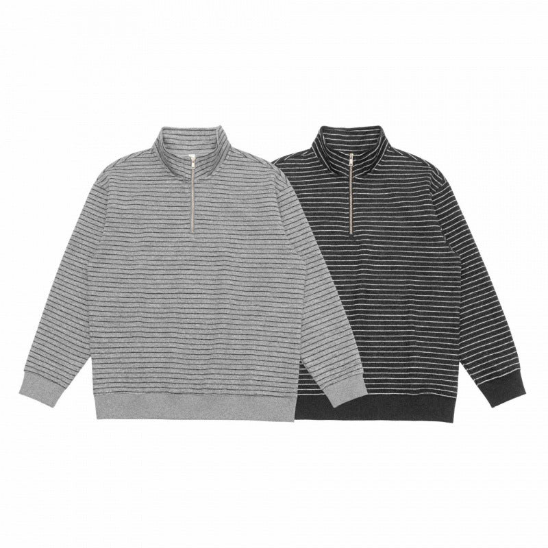 Unisex Oversize fine knit pullover with half zipper and stand-up collar Fashion Glam