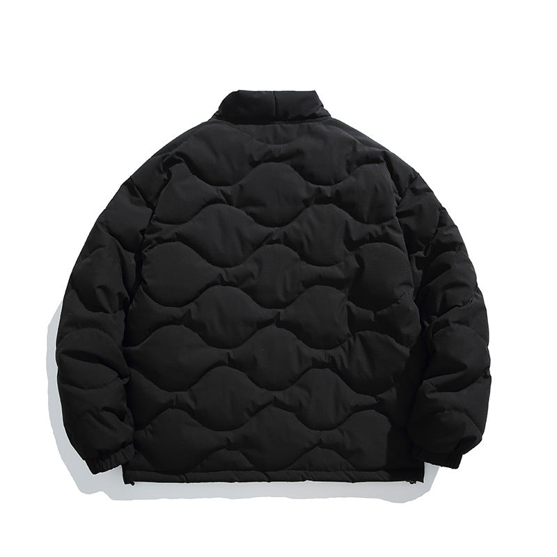 Unisex Oversized Padded Jacket with V-Neck, Snap Button Closure and Padded Insulation Fashion Glam