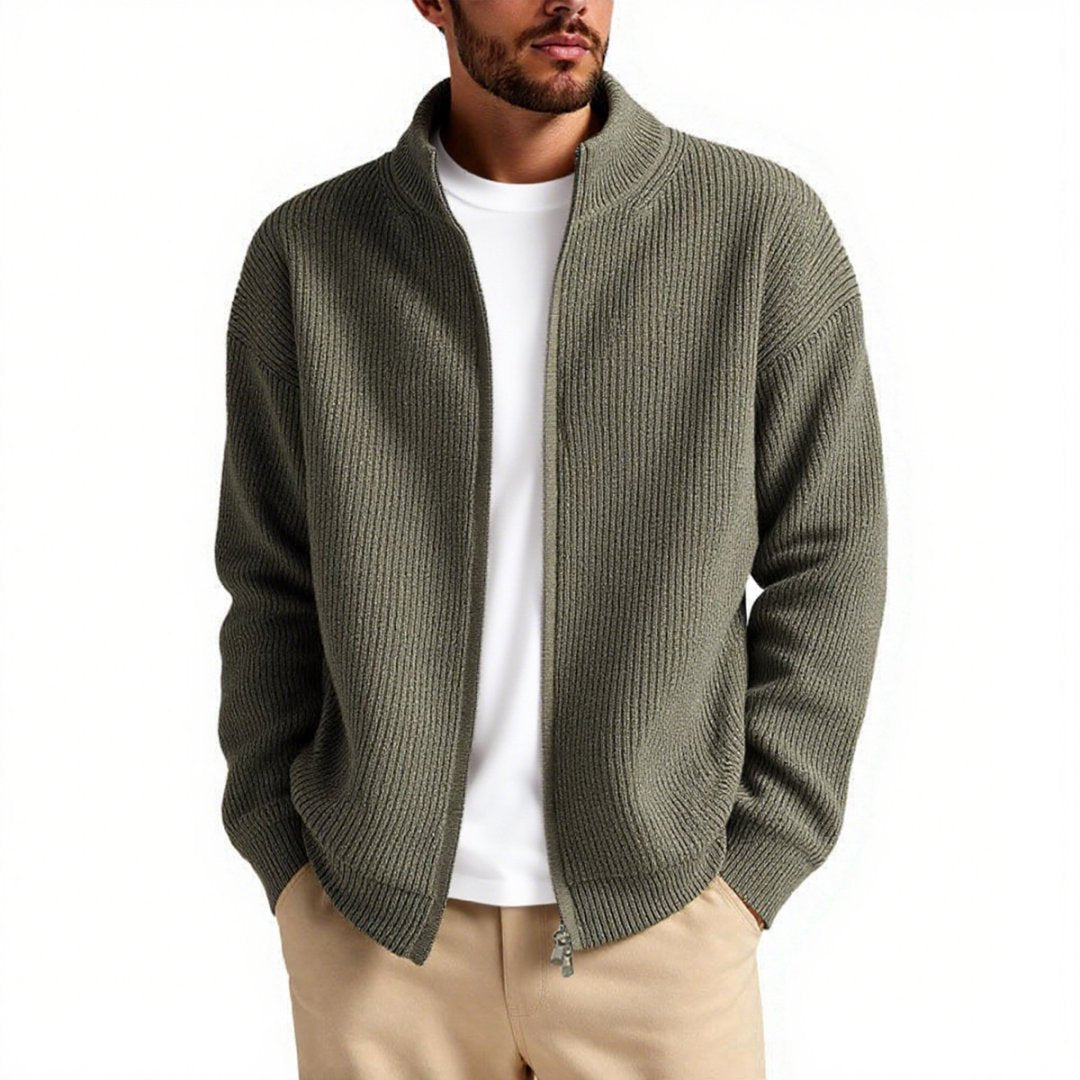 Men's cardigan with high collar and practical zipper Fashion Glam