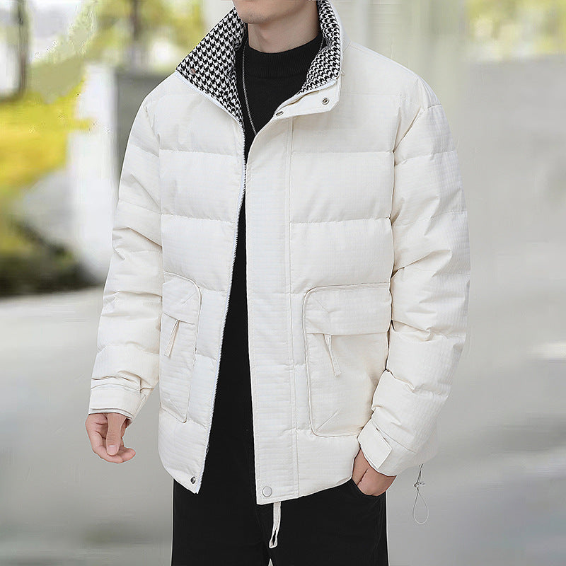 Men's quilted jacket with houndstooth lining and adjustable hem Fashion Glam