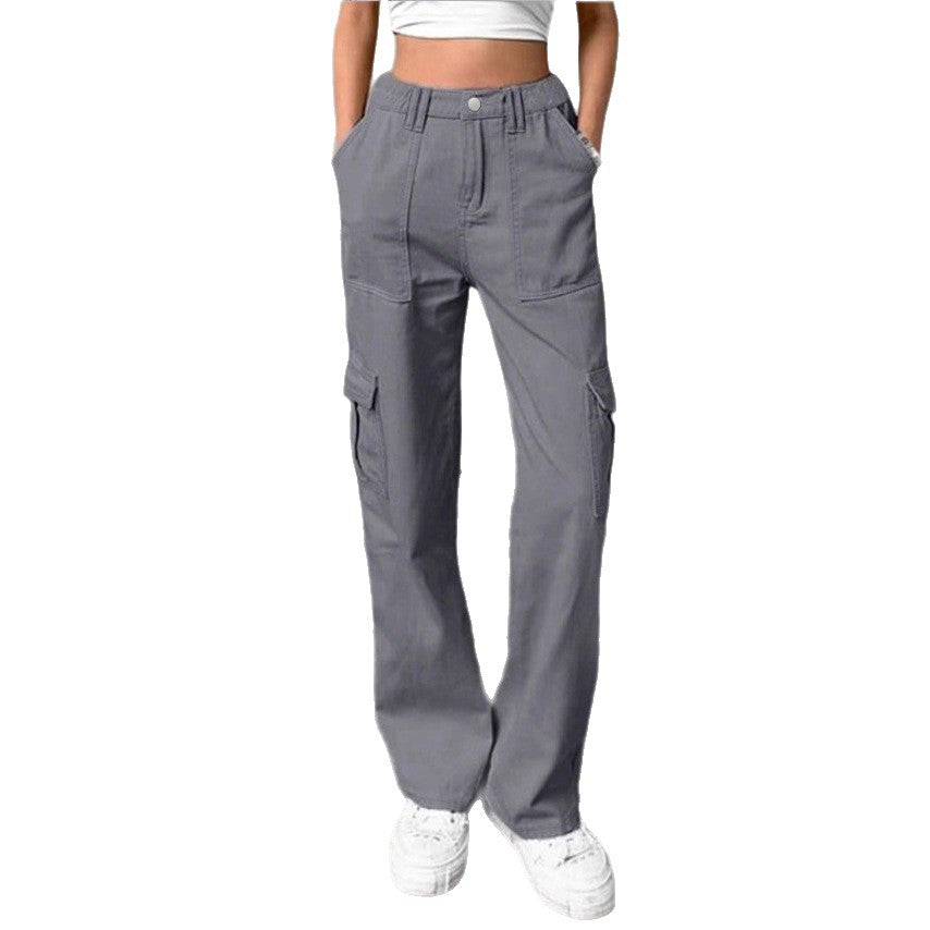 Women's wide cargo pants with high waist, patch flap pockets, and casual baggy fit Fashion Glam