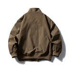 Men's Boxy Bomber Jacket with Stand-Up Collar, Concealed Snap Button Placket, and Elastic Ribbed Cuffs Fashion Glam
