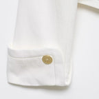 Women's Cropped Blazer with High Stand Collar, Double-Breasted Button Placket and Decorative Cuffs Fashion Glam