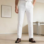 Men's slim-fit dress pants with crease, flat waistband, and stretch comfort Fashion Glam