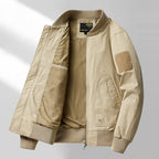Men's short-cut lightweight bomber jacket with tactical sleeve patch and durable function shell Fashion Glam