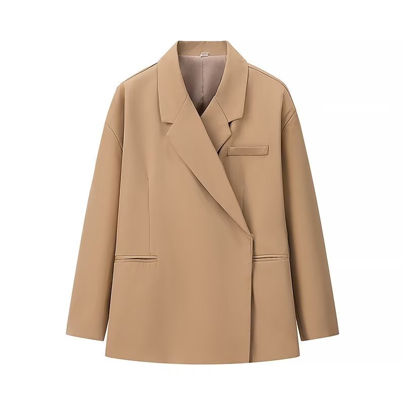 Women's Oversize Relax Blazer with Dropped Lapel and Patch Paspel Pockets Fashion Glam