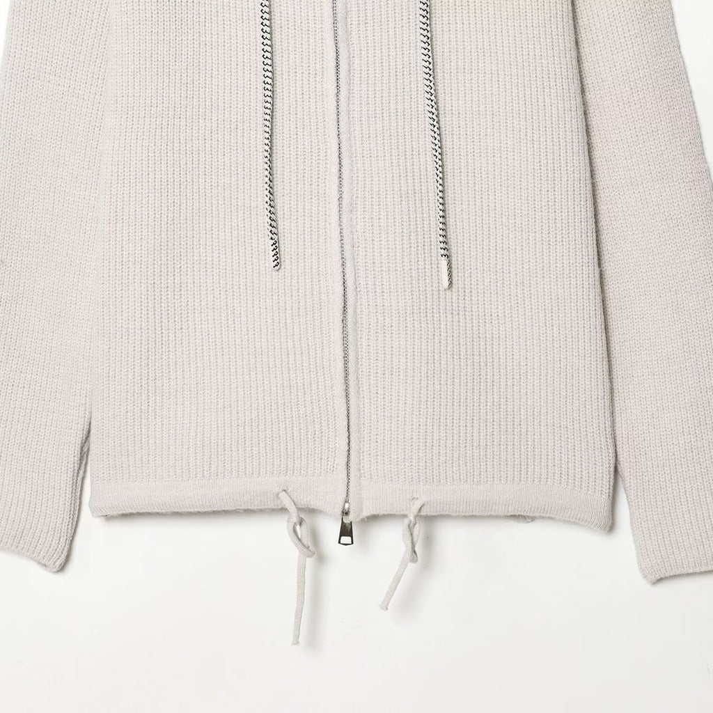 Women's chunky knit hooded jacket with zipper and drawstring Fashion Glam