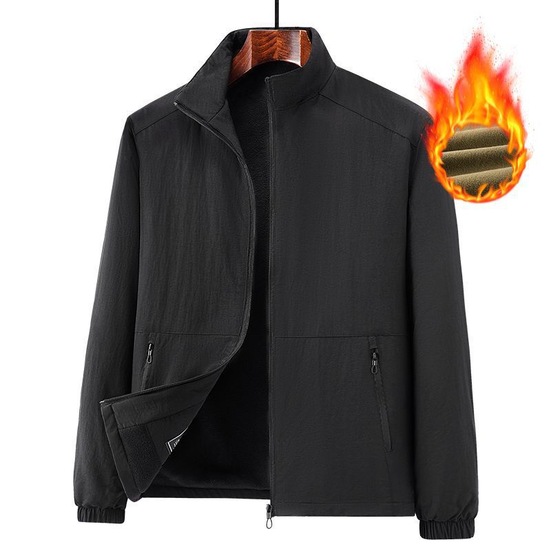 Men's lightweight windproof fleece jacket with stand-up collar and zip pockets Fashion Glam