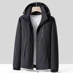 Unisex Breathable Softshell Outdoor Jacket in Colorblock Design with Adjustable Hood and Concealed Two-Way Zipper Fashion Glam