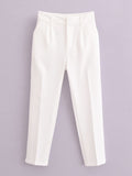 Women slim fit suit trousers with crease and elastic waistband Fashion Glam