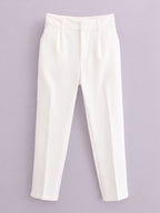 Women slim fit suit trousers with crease and elastic waistband Fashion Glam