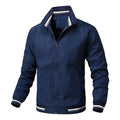 Men's Sporty-Light College Bomber Jacket with Ribbed Collar and Stripe Details Fashion Glam