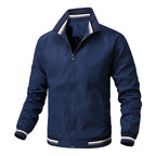 Men's Sporty-Light College Bomber Jacket with Ribbed Collar and Stripe Details Fashion Glam