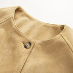 Women's short jacket in velour look with round neckline, balloon sleeves, and elastic hem Fashion Glam