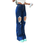 Ladies High-Waist Flared Jeans in Retro Bootcut with Knee-High Cut-Outs and Five-Pocket Design Fashion Glam