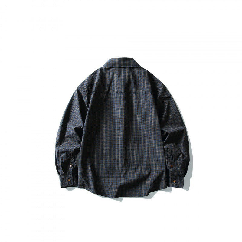 Men's overshirt in check pattern with front pockets and snap button placket Fashion Glam
