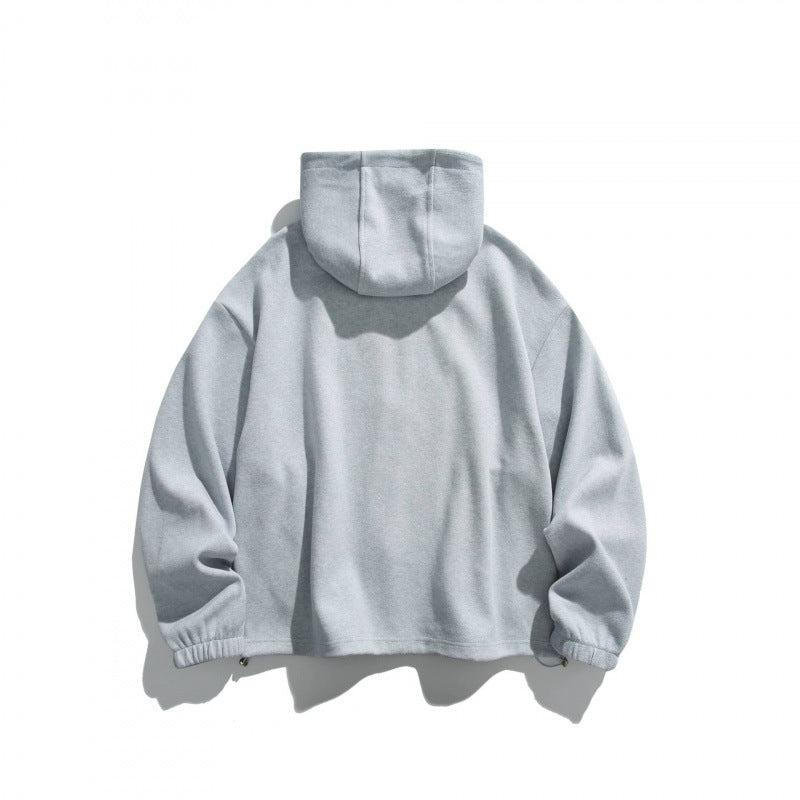 Unisex Oversize Fleece Zip Jacket with Hood, Two-Way Zipper and Adjustable Hem Fashion Glam