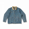 Unisex Boxy-Denim-Bomber Jacket with Cord Collar and Slanted Flap Pockets Fashion Glam