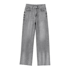 Women's high-waisted wide-leg jeans with wide leg and vintage wash Fashion Glam