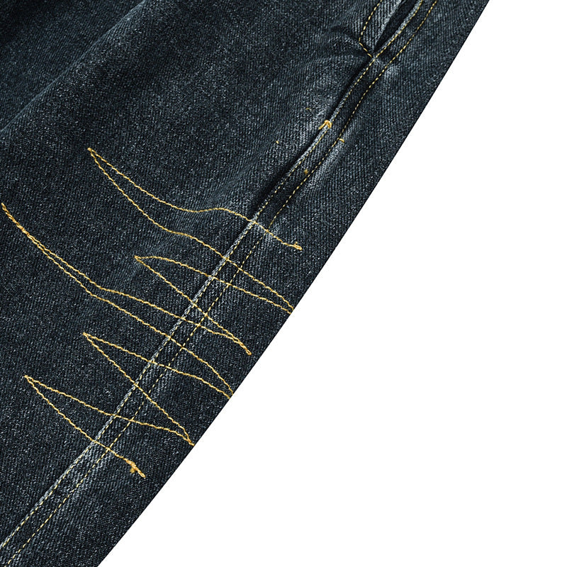 Ladies Wide Denim Pants with Pleats, Elastic Waistband and Casual Silhouette Fashion Glam