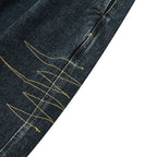 Ladies Wide Denim Pants with Pleats, Elastic Waistband and Casual Silhouette Fashion Glam