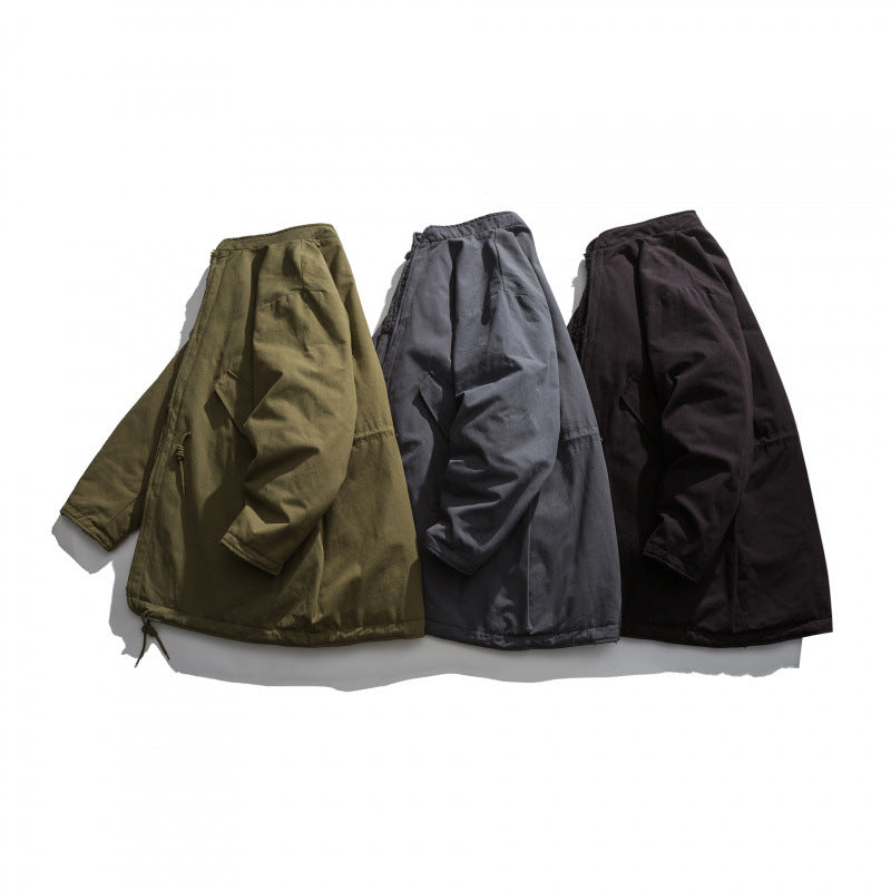 Men's Insulated Parka Jacket in Oversized Cut with Sherpa Lining and Drawstring Hem Fashion Glam
