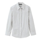 Women Striped Blouse with Western Yoke and Kent Collar Fashion Glam