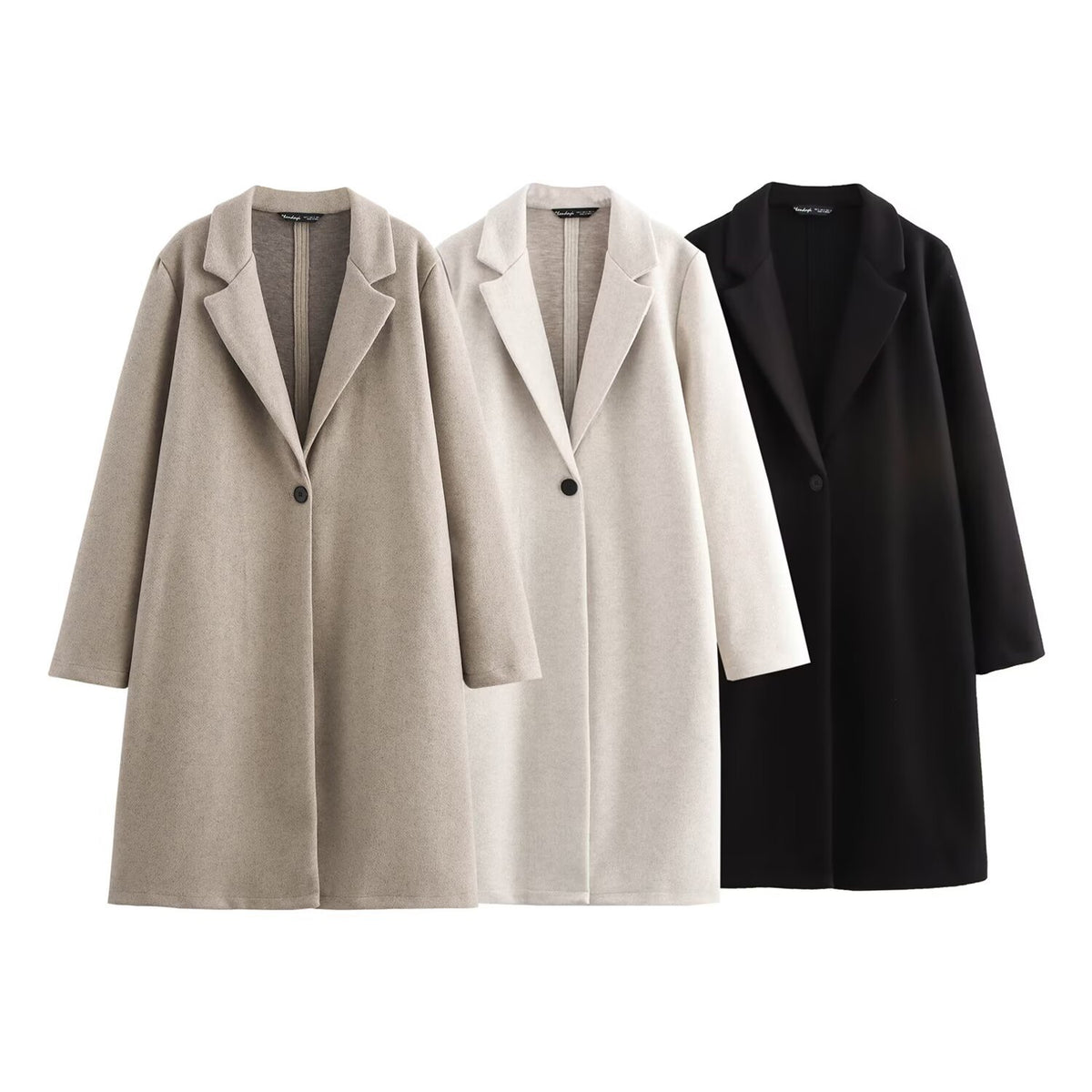 Ladies Purist longline coat with lapel collar, single button closure and soft felt finish Fashion Glam