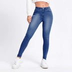 Women High-Cut Elastic Skinny Jeans with High Waist and Slim Fit Fashion Glam