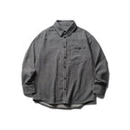 Men's Striped Oversized Shirt made of Washed Cotton Blend with Chest Pocket Fashion Glam