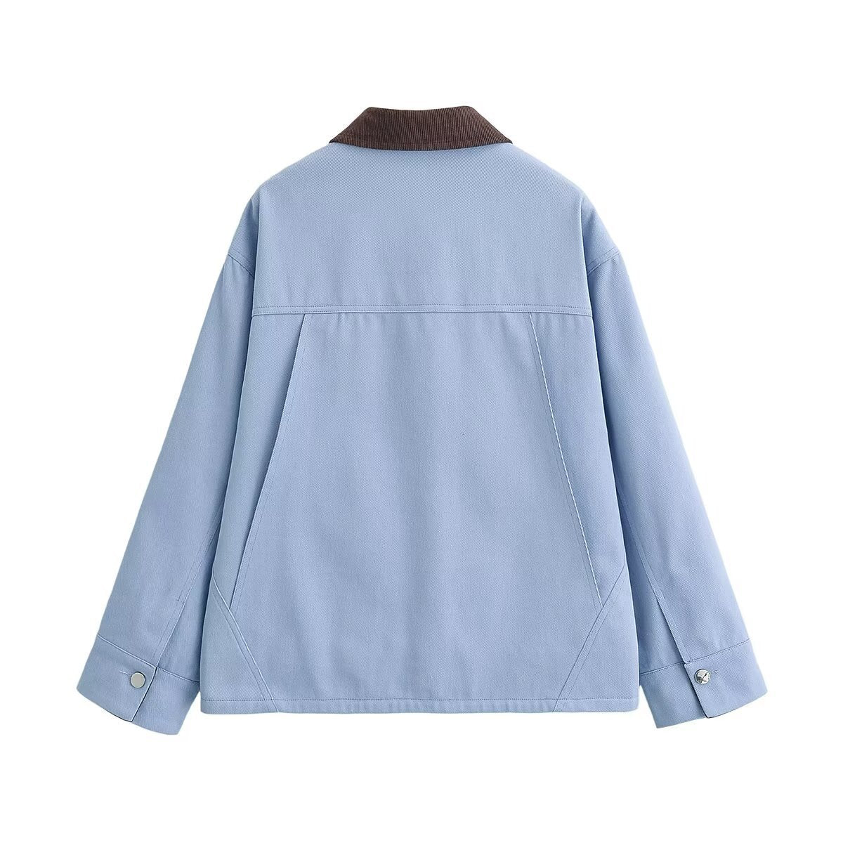 Women's Boxy Work Jacket with Cord Collar and Four Patch Pockets Fashion Glam