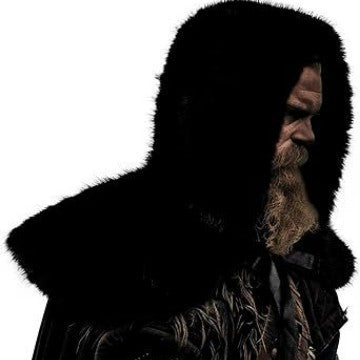 Men's hooded cloak made of dense faux fur with wide shoulder trim and warm interior lining Fashion Glam