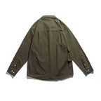 Unisex Boxy Utility Overshirt with Contrasting Chest Applique and Flap Pockets Fashion Glam