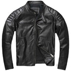 Men's leather jacket in vintage biker style with chest pockets and zipper Fashion Glam