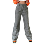 Ladies cargo pants with high waist, wide leg and flap pockets Fashion Glam