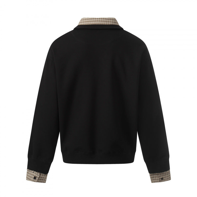 Men's sweatshirt with integrated shirt collar and layering look Fashion Glam