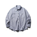 Men's Oversized Shirt in Worker Style with Pinstripes and Chest Pockets Fashion Glam