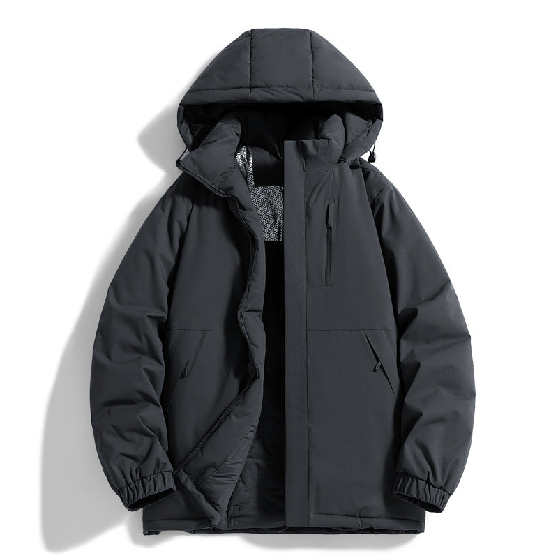 Men's Technical Quilted Parka with Hood, Thermo Insulation and Chest Zip Pocket Fashion Glam