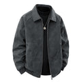Men's Suede-Look Blouson Jacket with Shirt Collar and Elastic Cuffs Fashion Glam