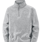 Men's Thermal Knit Fleece Pullover with Half Zip and Stand-up Collar Fashion Glam