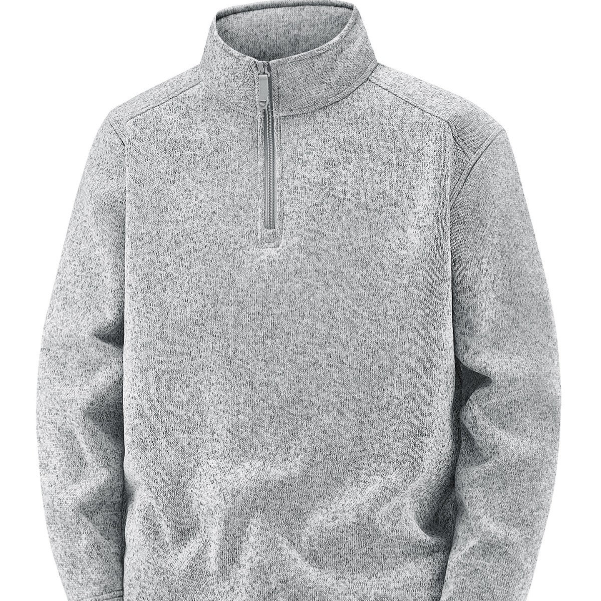 Men's Thermal Knit Fleece Pullover with Half Zip and Stand-up Collar Fashion Glam