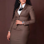 Women's Elegant Blazer and Skirt Set with Form-Fitting Silhouette Fashion Glam