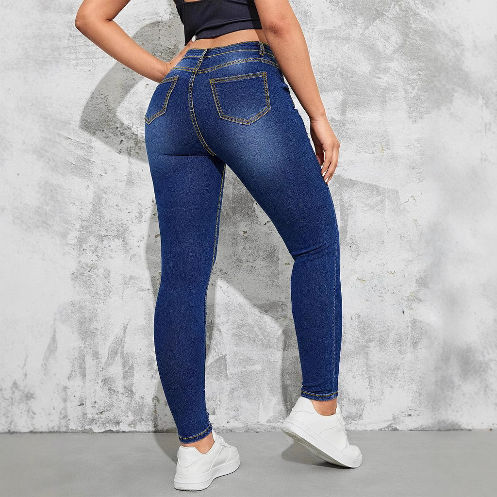 Women's High-Waisted Stretch Skinny Jeggings in Realistic Jeans Look with Figure-Flattering Waistband Fashion Glam