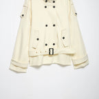Women’s short coat in trench coat style with double breasted and waist belt Fashion Glam