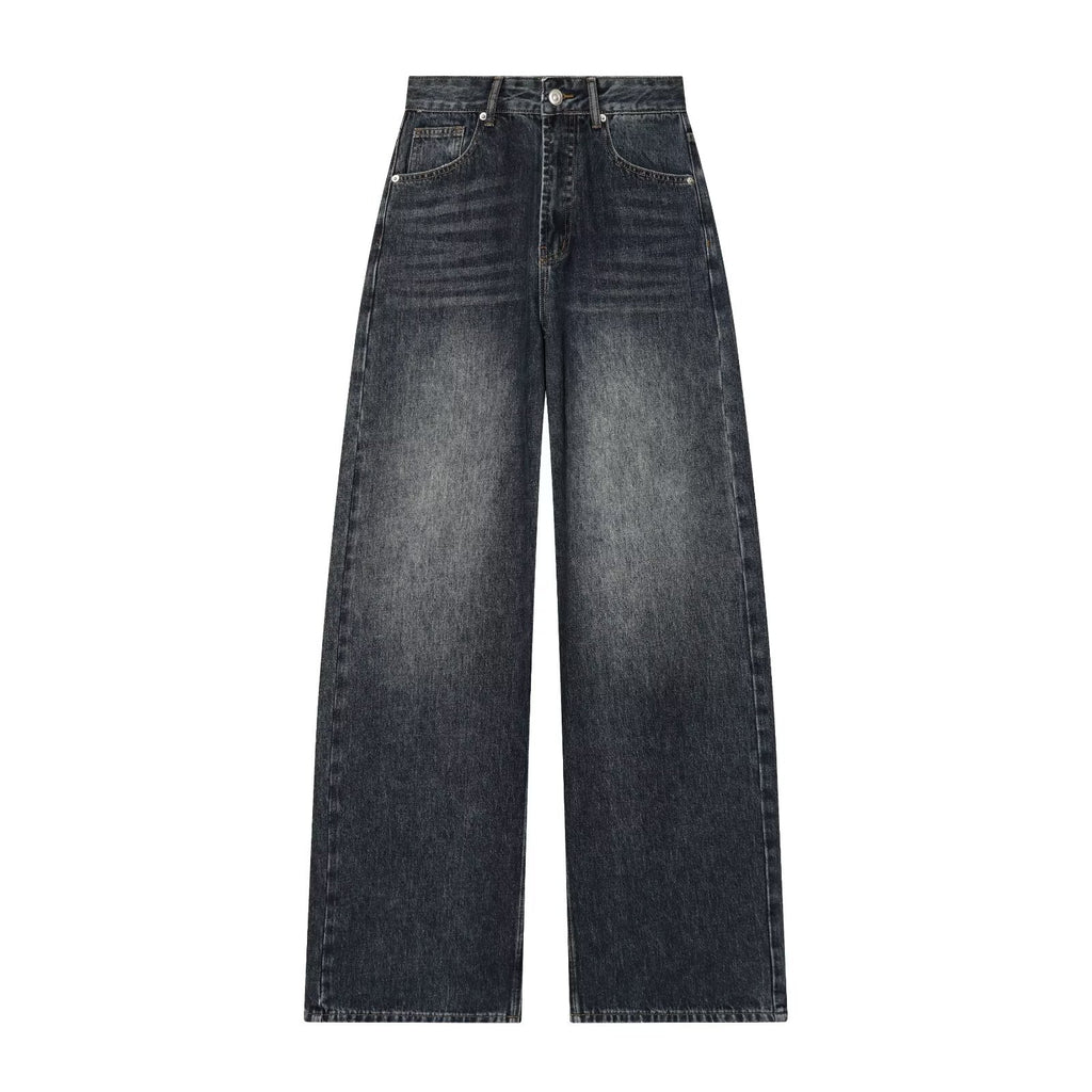 Women's High-Waisted Jeans with Wide Leg and Straight Cut Fashion Glam