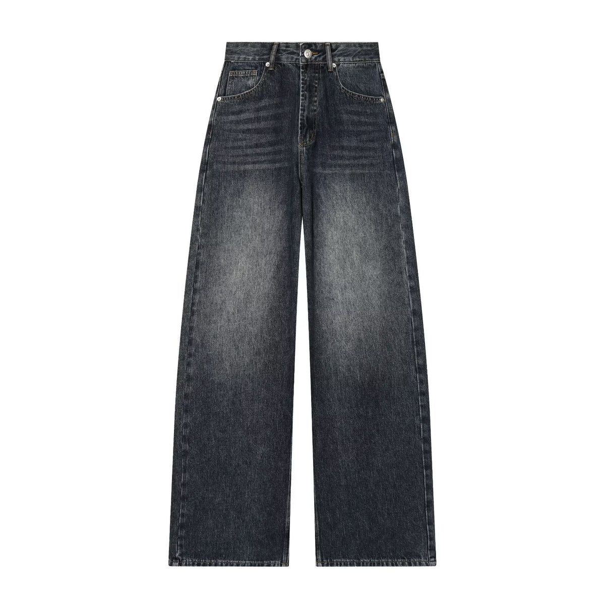 Women's High-Waisted Jeans with Wide Leg and Straight Cut Fashion Glam