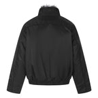 Men's short jacket in retro puffer style with high-closing faux fur collar and decorative wave quilting Fashion Glam